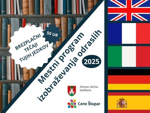 Urniki in informacije o vpisu v tečaje tujih jezikov – Mestni program izobraževanja odraslih 2025