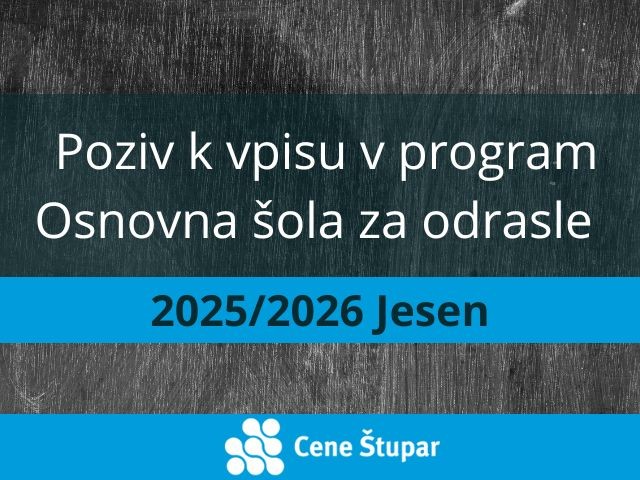 Poziv k vpisu v program Osnovna šola za odrasle 2025/2026 - Jesen